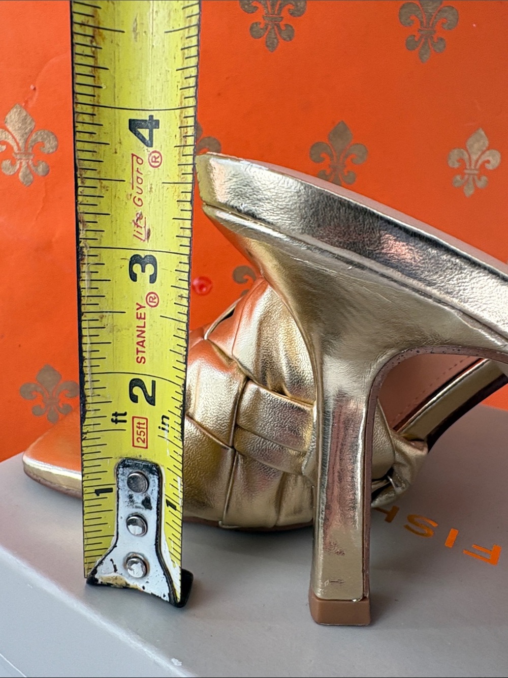 Marc Fisher Metallic Gold Braided Square-Toe Heeled Slides - Picture 6 of 6